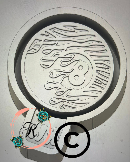 Zebra Print 8 Ball with Flames Mold