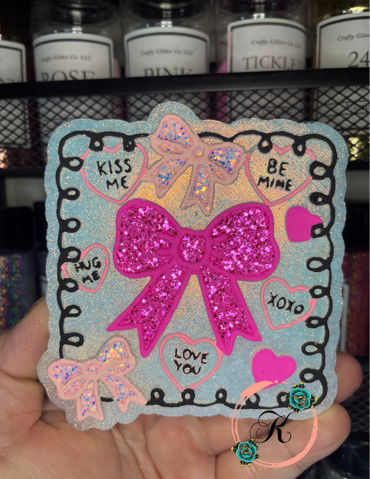 Framed Bow with Conversation Hearts Freshie