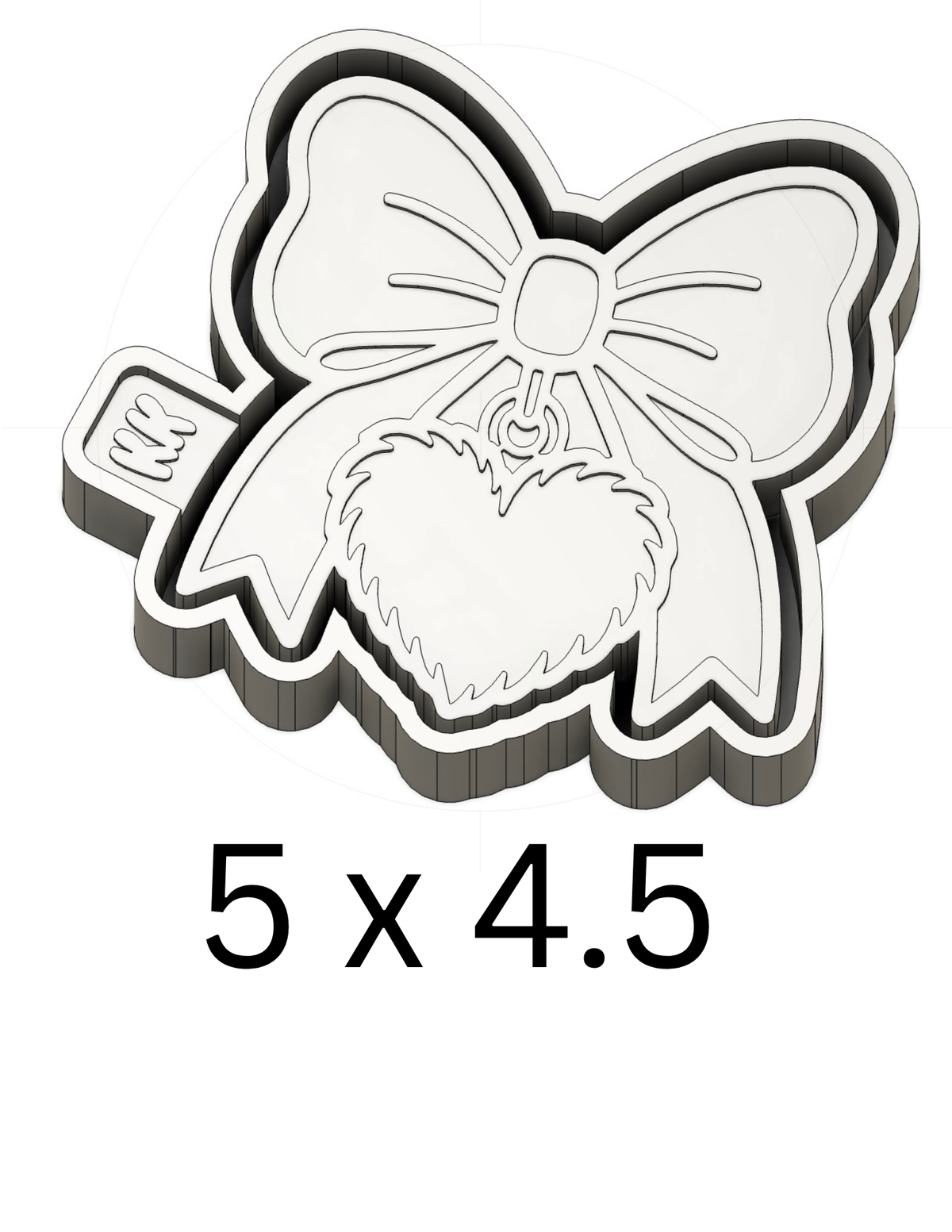 Bow with Fuzzy Heart Charm Mold