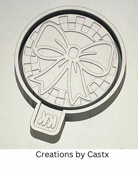 Round Checkered Print Bow Mold