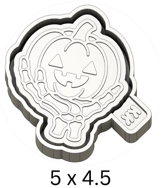 Skeleton Hand Holding Pumpkin Mold