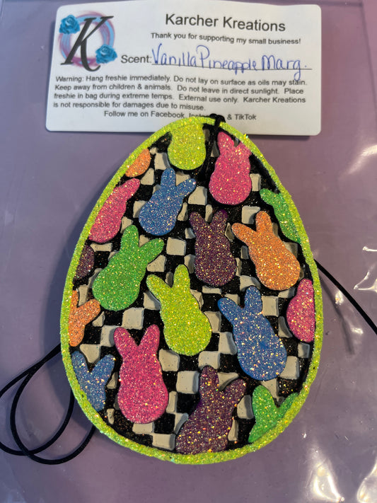 Checkered Print Egg with Bunnies- Vanilla Pineapple Margarita
