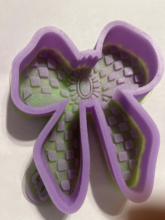 Checkered Print Bow with Concho Destash
