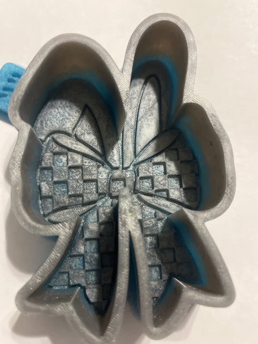 Bunny Ear Check Print Bow Destash