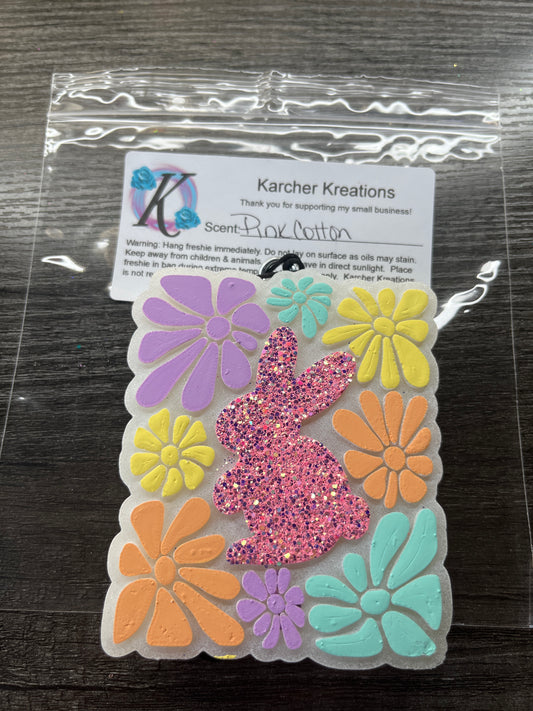 Bunny with Flowers…. Pink Cotton