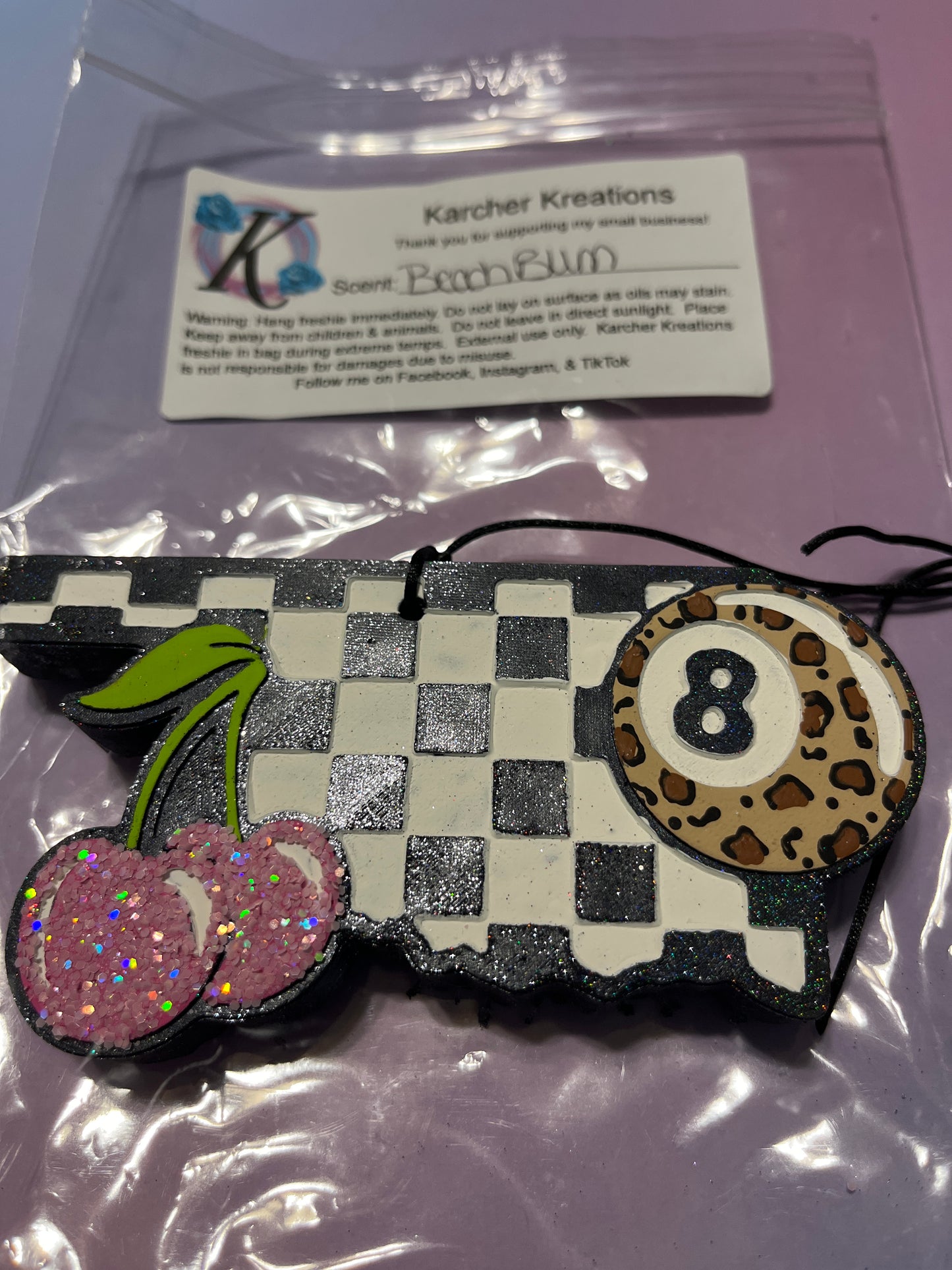 Checkered Print Oklahoma with Cherry and 8 Ball- Beach Bum