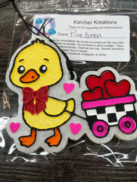 Duck with Heart Wagon— Pink Cotton