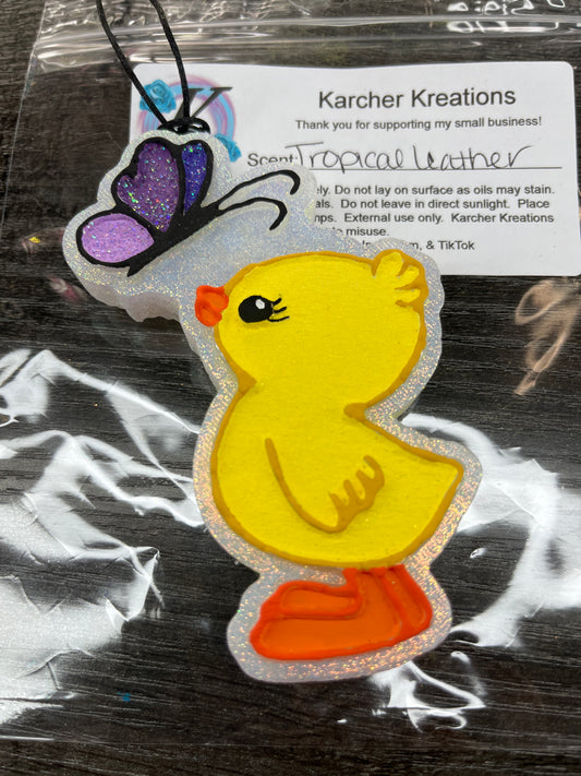 Baby Chick with Butterfly— Tropical Leather
