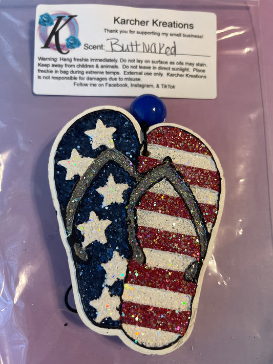 Stars and Stripes Flip Flops- Butt Naked