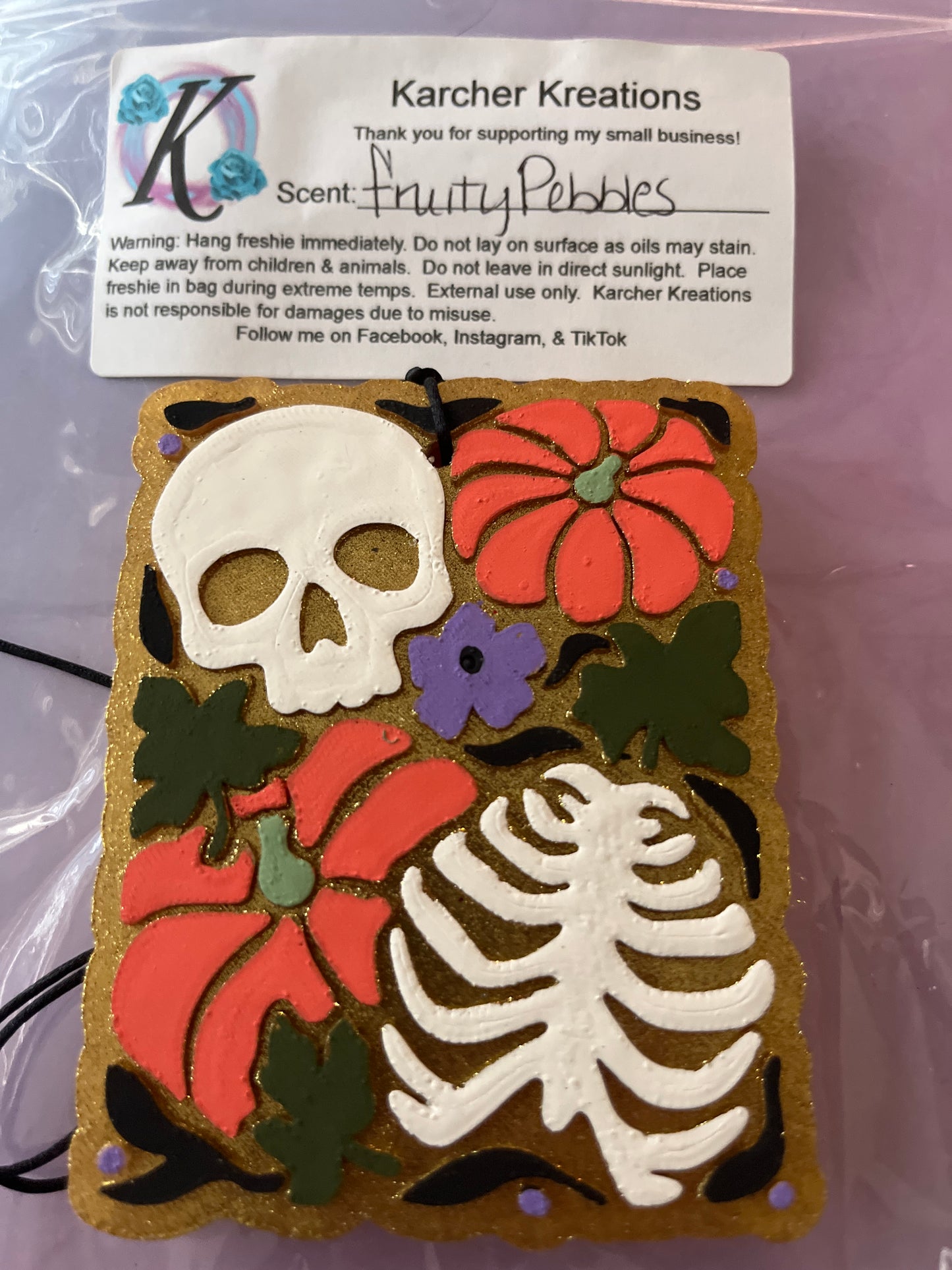 Skull, Pumpkin, & Flowers- Fruity Pebbles