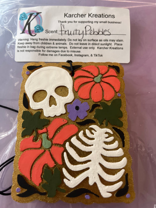 Skull, Pumpkin, & Flowers- Fruity Pebbles