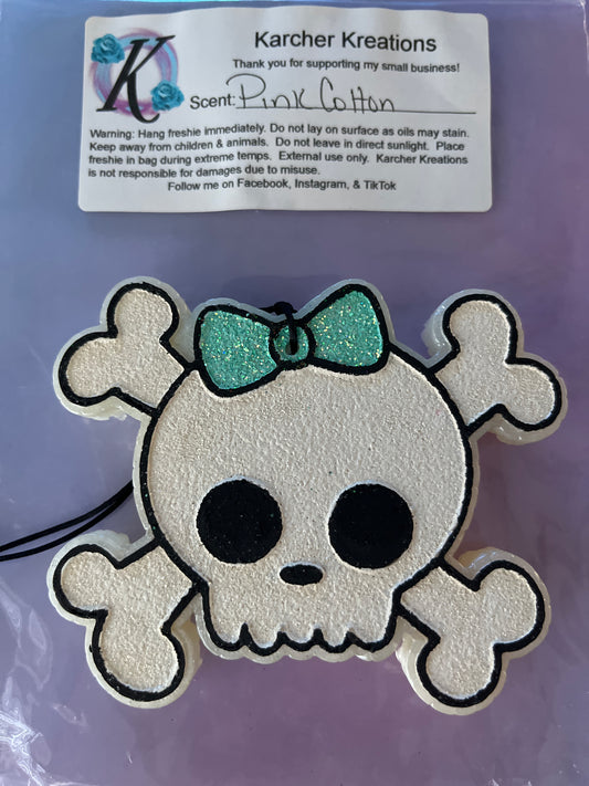 Skull and Crossbones with Bow- Pink Cotton