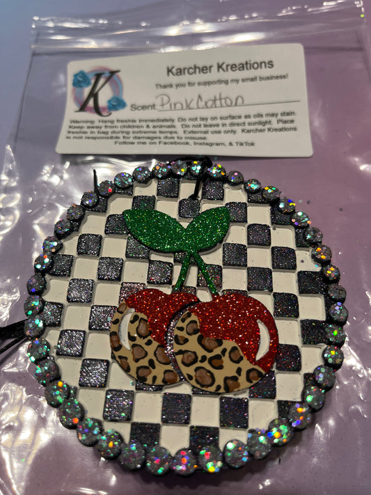 Round Checkered Print Cherry- Pink Cotton