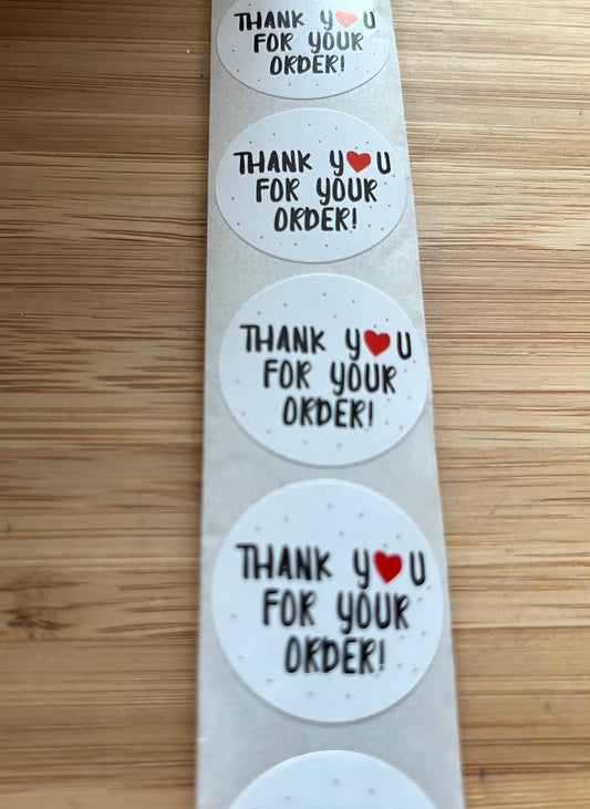 Thank you for your order stickers, black and red