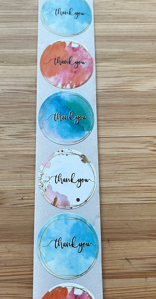 Thank you stickers, water color