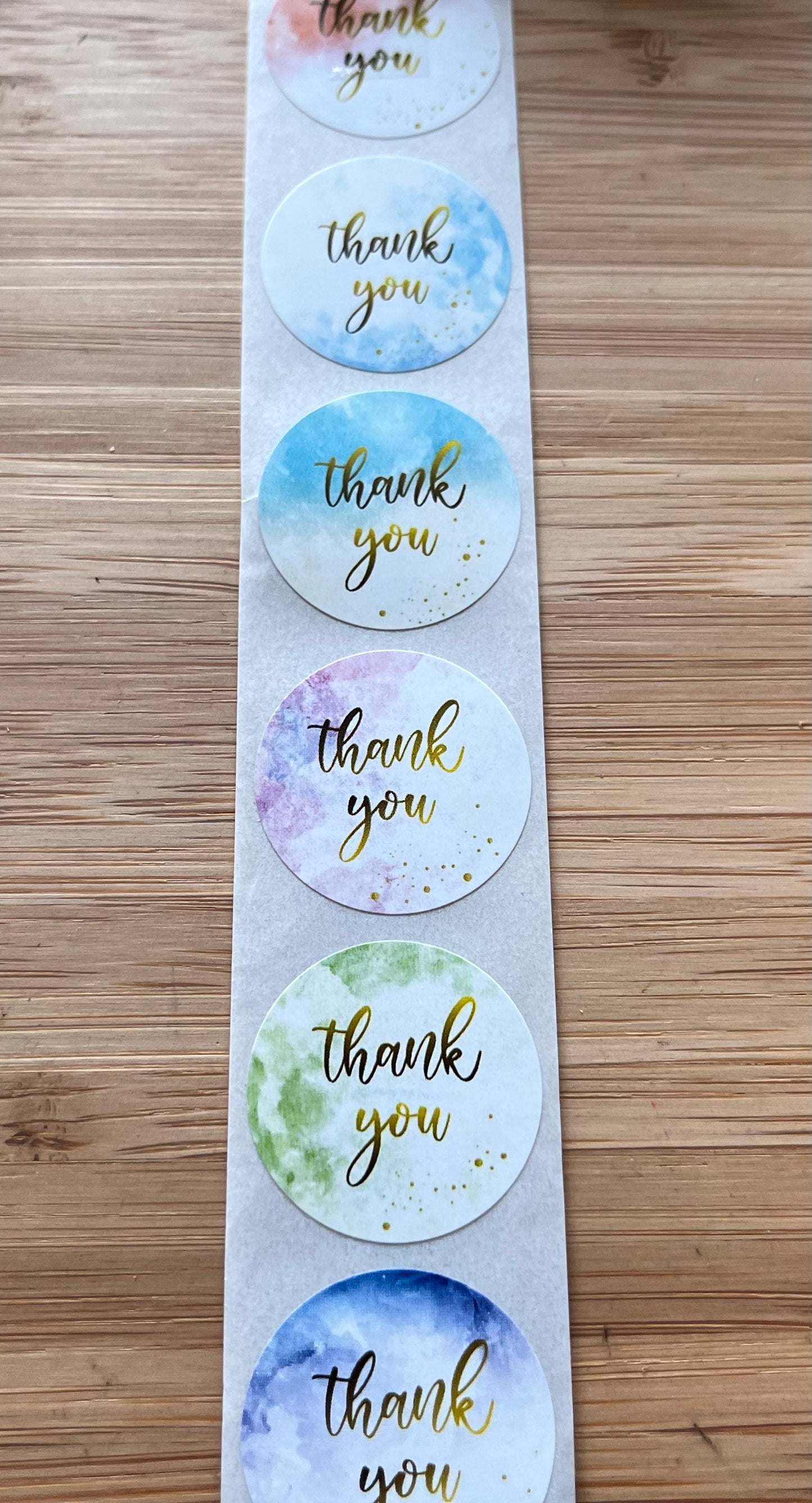 Thank you stickers with gold writing