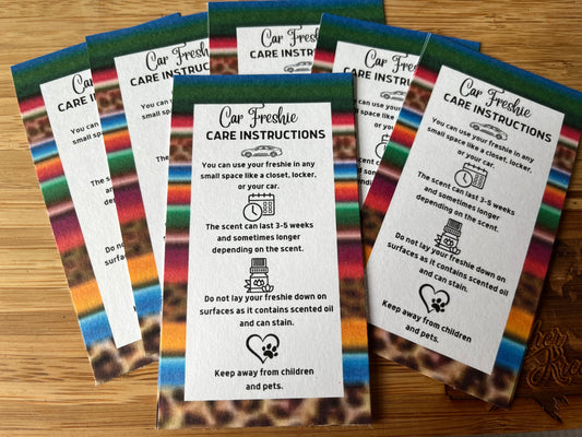 Freshie care cards