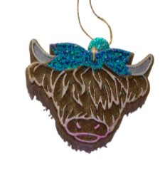 Highland Cow with Bow Car Freshener