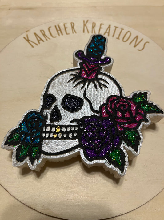 Skull with Dagger & Roses Freshie